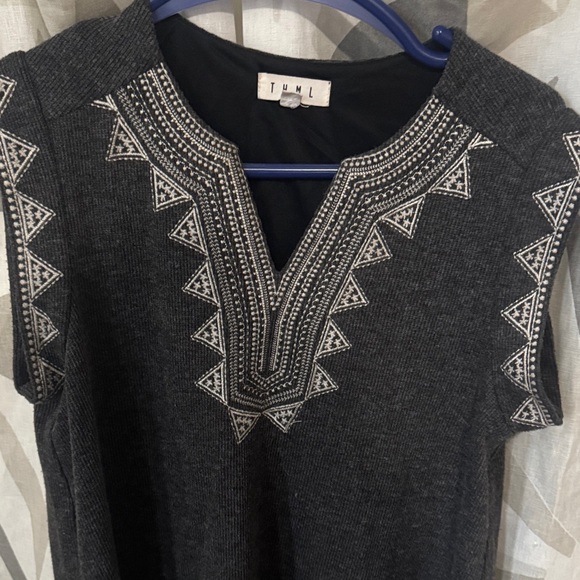 THML Dark Gray Sleeveless Dress with Embroidered Details - Picture 6 of 7